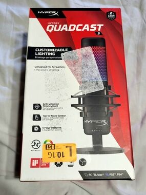 HyperX QuadCast S RGB Microphone - Black/Red Packaging
